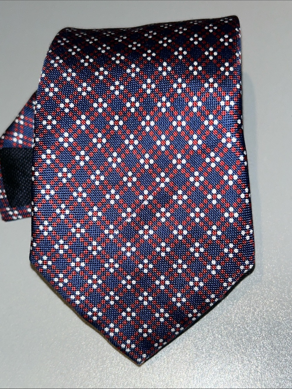 Boggi Milano Men's Classic Navy Blue & Red Patterned Silk Tie xtra long